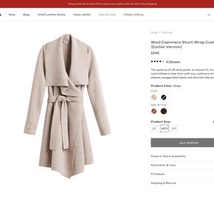 Cuyana Megan Markle wool cashmere short wrap stealth wealth coat XL